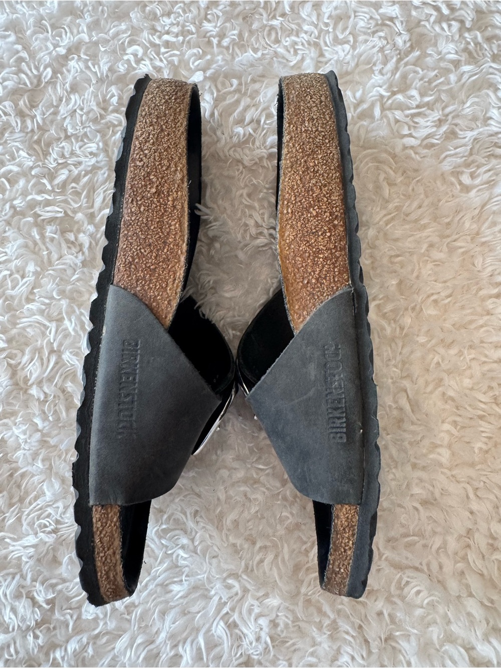 Birkenstock Madrid Big Buckle Slide Sandals in Black with Silver Buckle Size 37 - Picture 6 of 11
